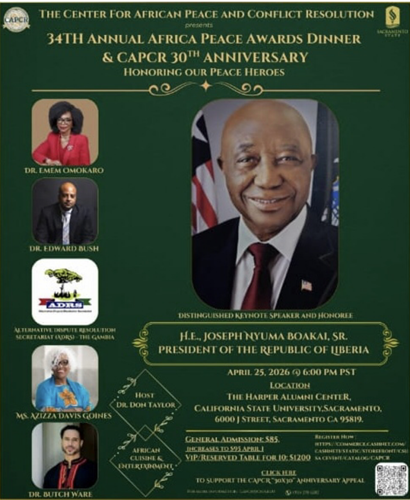 Pres. Boakai to Headline 34th Annual Africa Peace Awards